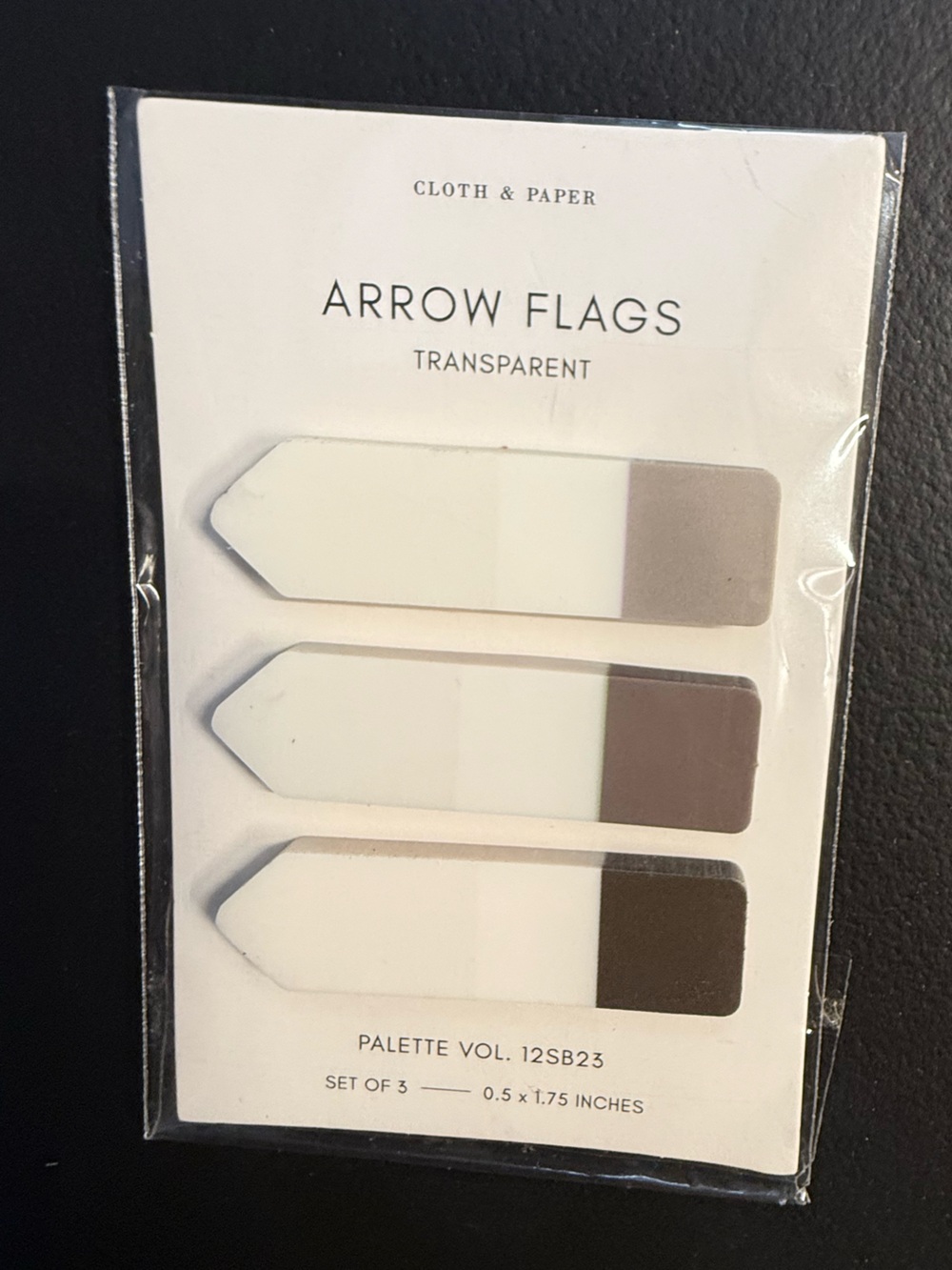 Cloth & Paper Transparent Arrow Flags — Neutral Brown Planner Tabs (Set of 3)